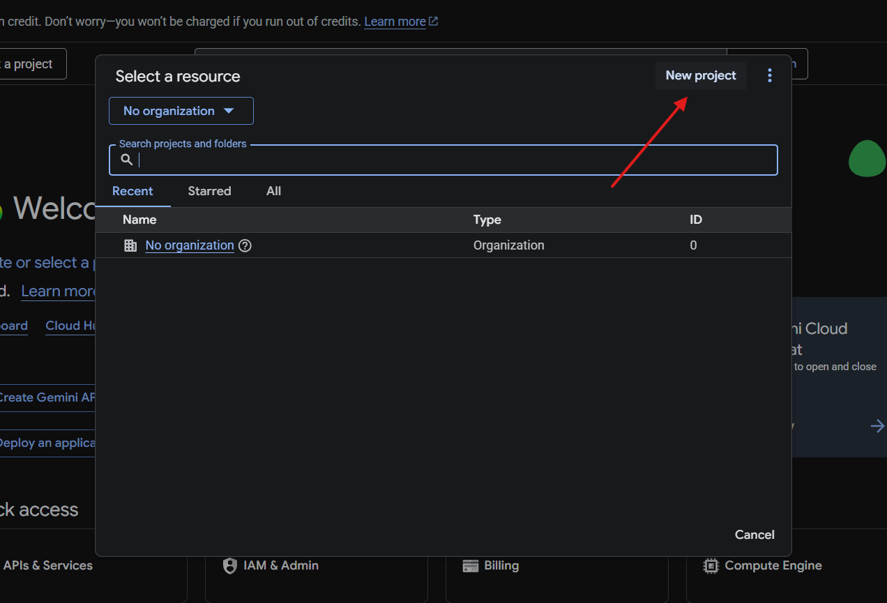 Create a new Google Cloud project